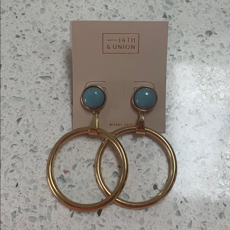 Teal And Gold Drop Earrings 7$